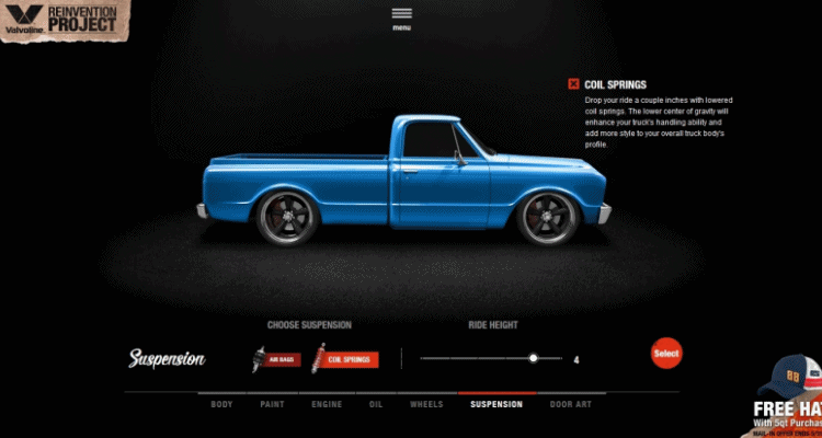 How do you virtually customize a truck online?