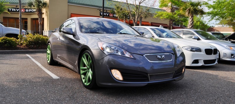 2014 Hyundai Genesis Coupe 3.6 R-Spec at Cars & Coffee - Wearing Custom Lime Green Wheels2