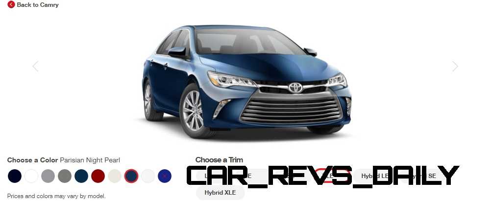 2015 Toyota Camry Colors And Trims Visual Buyers Guide