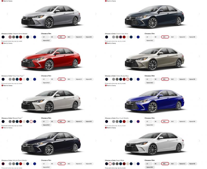 2015 Toyota Camry XSE Colors 14