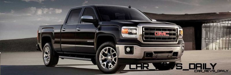 2014 GMC Sierra SLT Crew Cab Front Three Quarter in Iridium Metallic - on location
