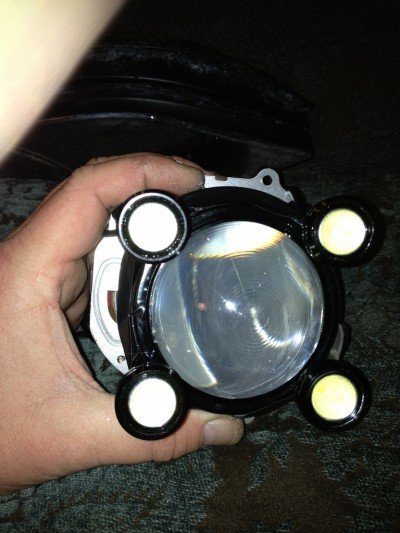 DIY LED Headlights v80 testing quad 3W white points_8185588029_l
