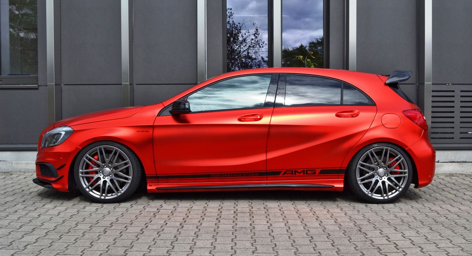 Mercedes-Benz A45 AMG in Satin Red Chrome Wrap by FOLIEN EXPERTE 1
