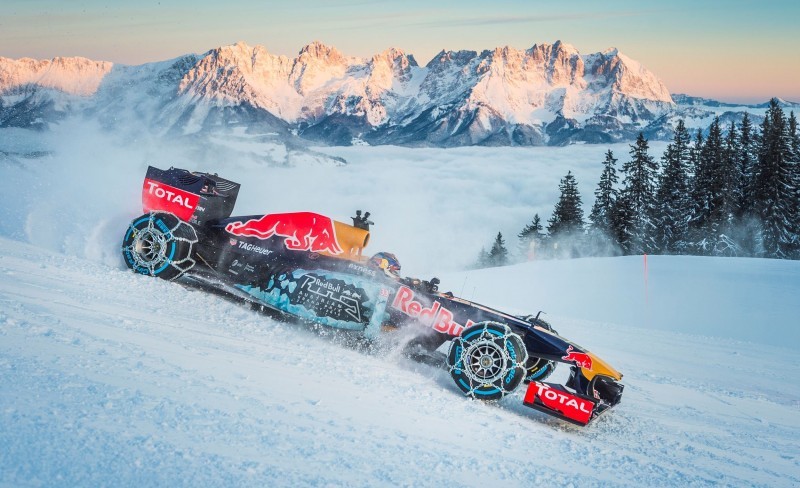 2016 Red Bull F1 Car Austria Snowchains Skiing 20