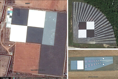 Ejemplos de estructuras de calibración óptica de satélites.